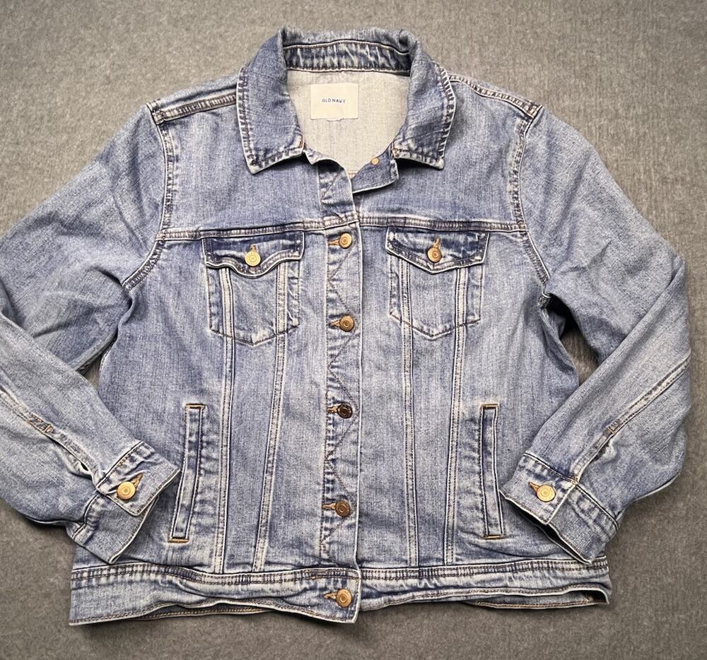 EXCELLENT OLD NAVY Women’s Denim Jacket XL? Heavyweight Trucker Size Tag Cut